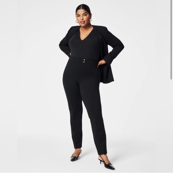 Spanx The Perfect Pant, Button Tapered Ankle Black Medium petite NWT classic - Picture 1 of 12
